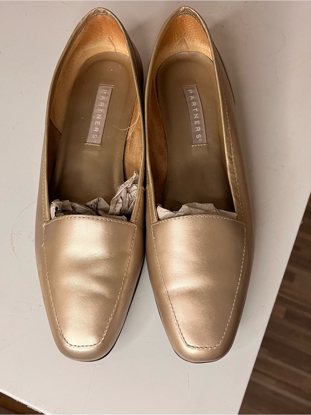 Partners women’s Gold Slip On Loafers Size 8M